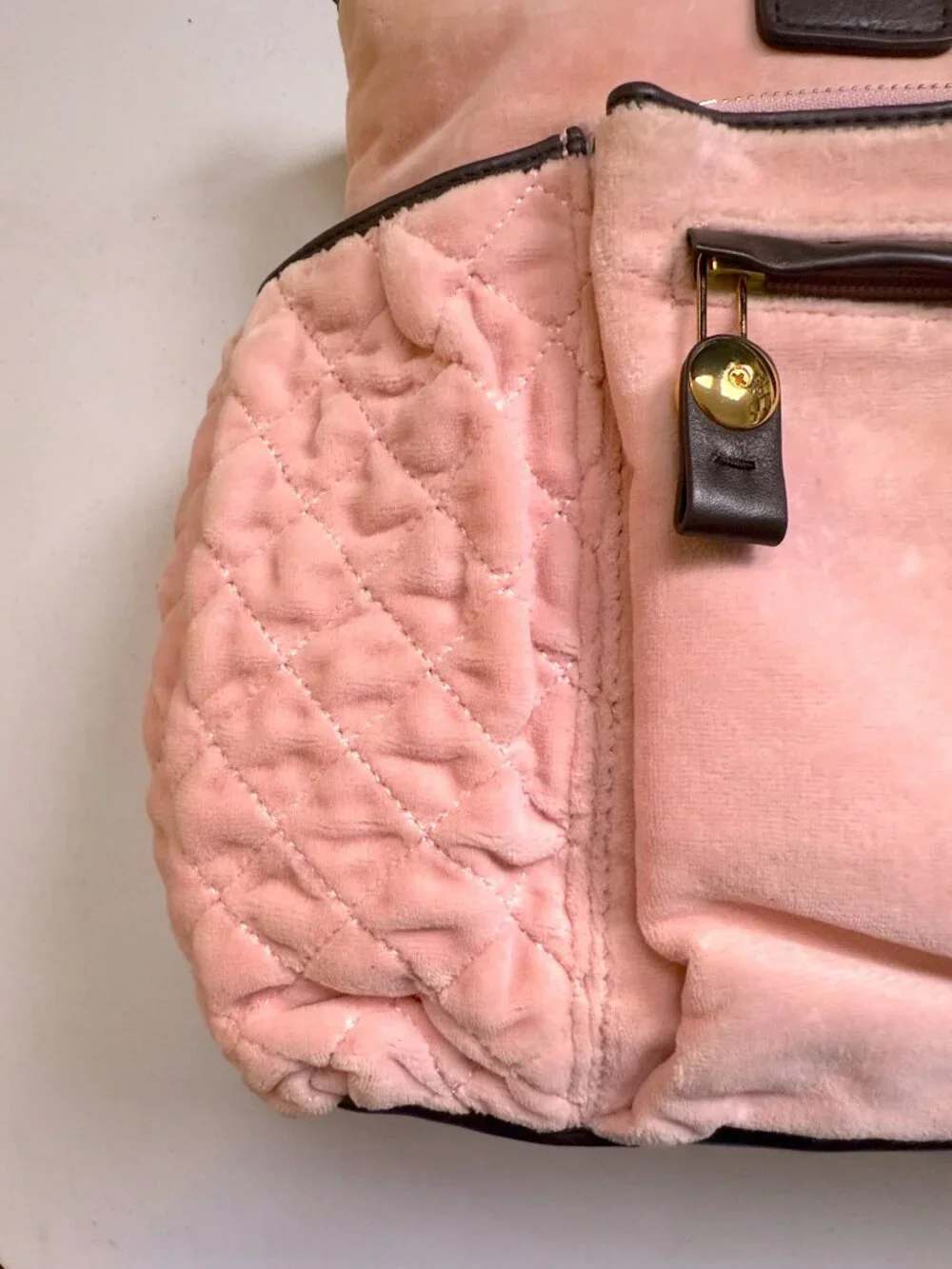 Juicy Couture Velour Embroided Pink Baby Diaper Bag - Picture 7 of 15